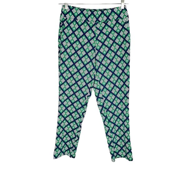 Katherine Way Womens Panama Pull On Ankle Pants Double Diamond Green size 8 - Picture 1 of 11